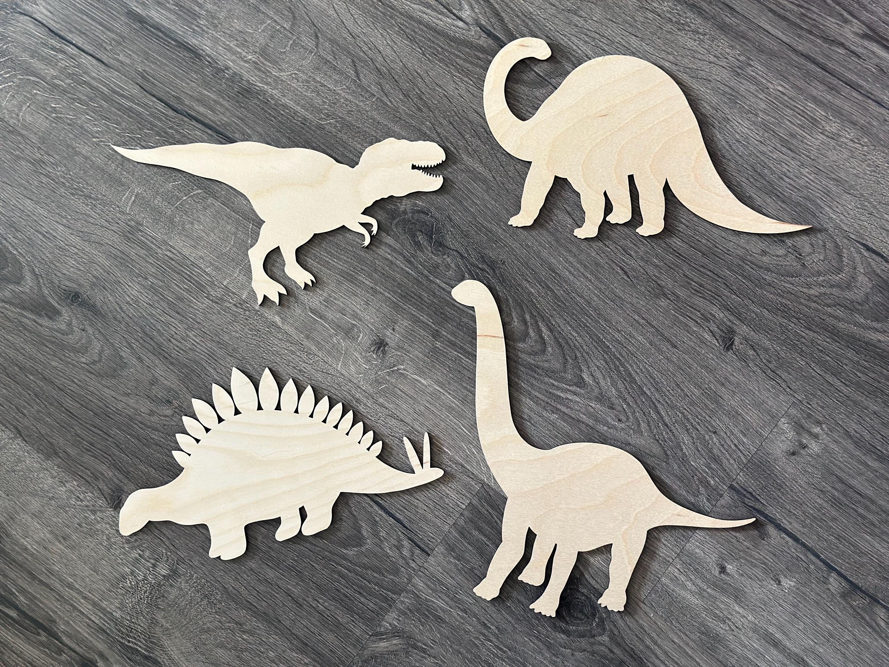 Wooden Dinosaurs Cutout, Set of 4 Wooden Dinosaurs, Children's Room Decor, Dinosaur Wood Cutout, Dinosaur Craft Cutout, Dino Wall Sign