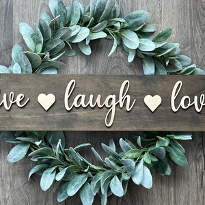 Live Laugh Love Sign, Wooden Sign, Home Decor, Farmhouse Sign, Rustic Sign, 3D Laser Cut Sign, Custom Gift, Wall Decor, Love Sign