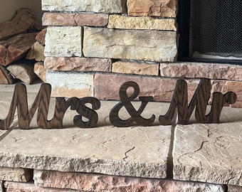 Mr & Mrs Wooden Letters, Rustic Wedding Decor, Sweetheart Table Decor, Photo Props, Mr and Mrs Freestanding Letters, Wedding Centerpiece