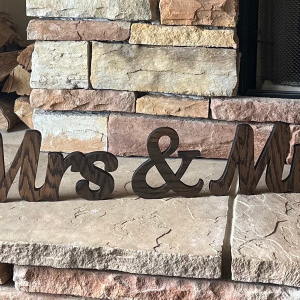 Mr & Mrs Wooden Letters, Rustic Wedding Decor, Sweetheart Table Decor, Photo Props, Mr and Mrs Freestanding Letters, Wedding Centerpiece