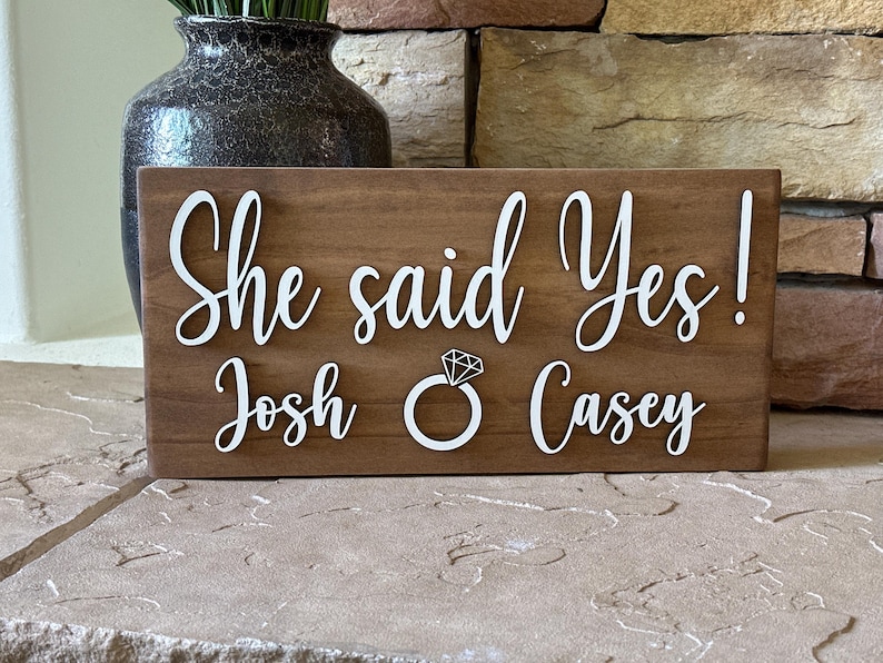 She Said Yes Engagement Photo Prop Sign| She Said Yes Engagement Announcement| Proposal Sign image 10