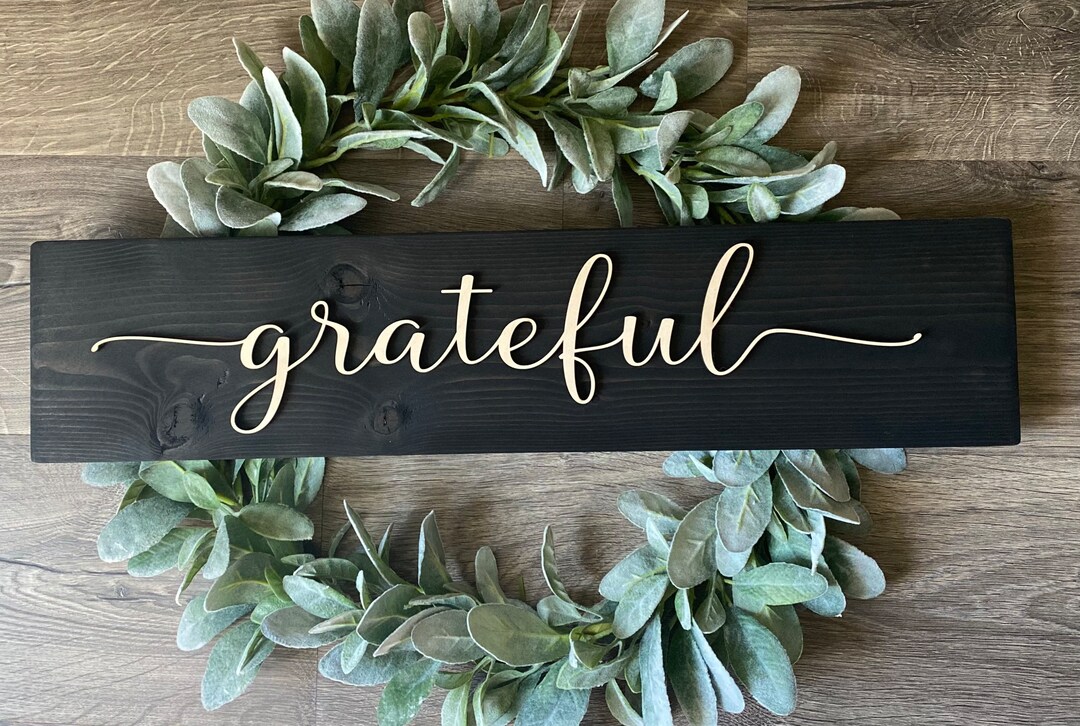 Grateful Sign, Grateful, Living Room Wall Art, Farmhouse Decor