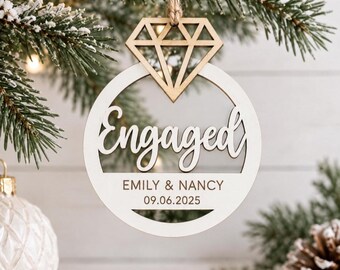 Engagement Ring Ornament| Engagement Gift for Couples| Engagement Ornament| Personalized Wedding and Engagement Decor