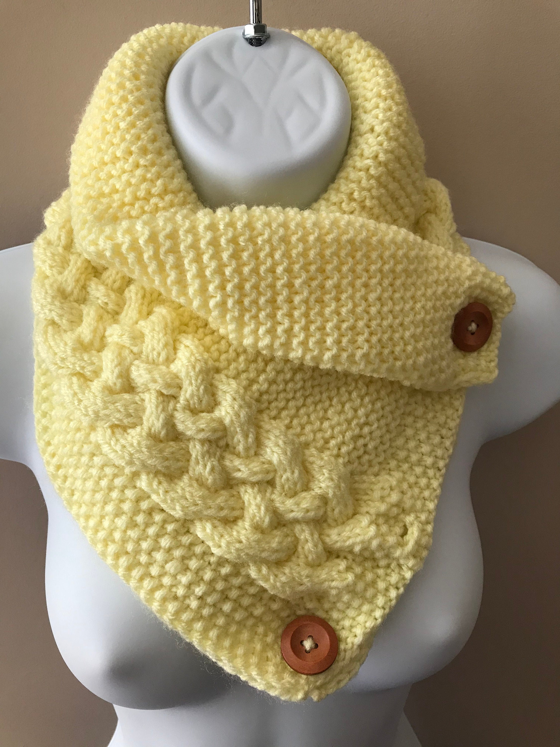 This hand knitted neck warmer in light yellow will keep you or Etsy