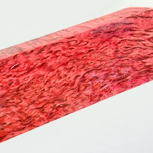 Stabilized Curly Karelian Birch | Knife handle | Red | Rare / 113