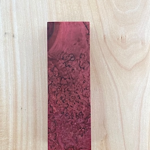 Stabilized Karelian Birch wood | Knife handle | Rare | Burgundy Red