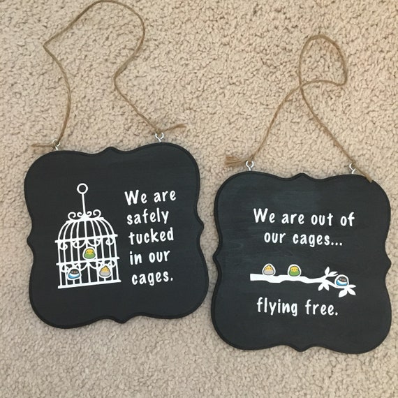 Out of The Cage Bird Sign In Our Cages Bird Sign 2sided Etsy