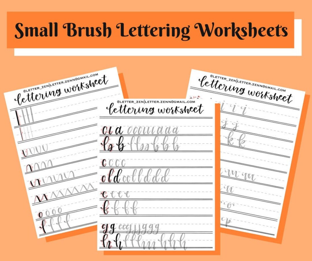 Small Brush Pen Lettering Worksheets tombow Fudenosuke Etsy