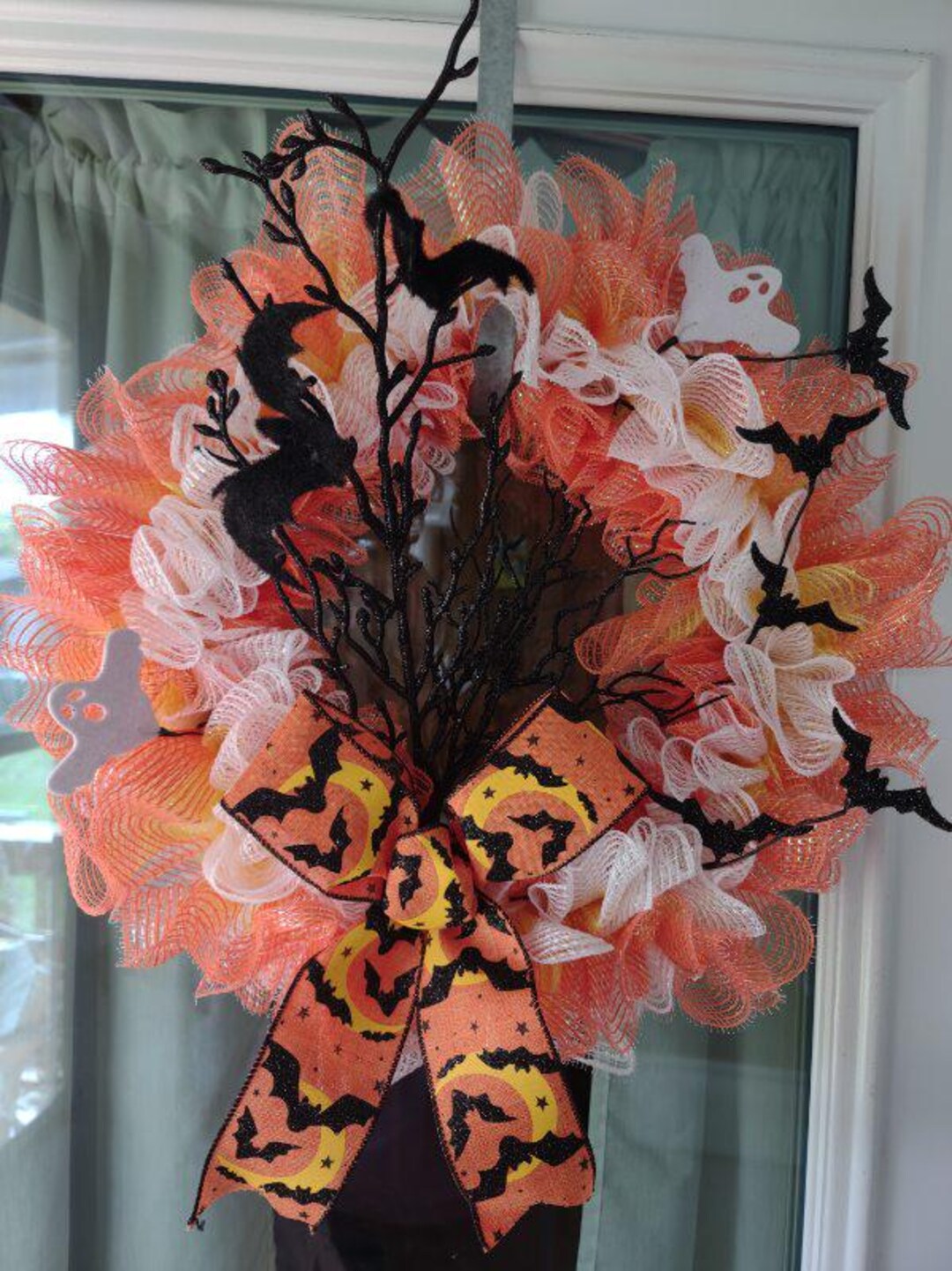 Candy Corn and Bat Deco Mesh Halloween Wreath 18 In. - Etsy