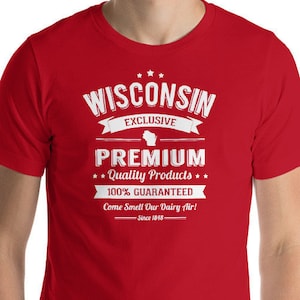 Wisconsin &quot;Dairy Air&quot; Unisex Graphic T-Shirt - Funny - Multiple Colors & Sizes