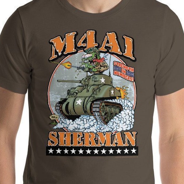 M4A1 Sherman Tank T-Shirt - Rat Fink Hot Rod Style - Dave Gink Original Art