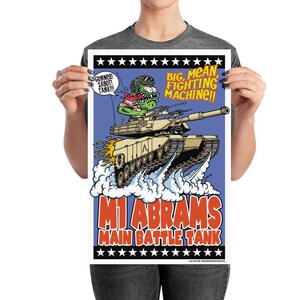 M1 Abrams Tank Poster - Rat Fink Hot Rod Style - Dave Gink Original