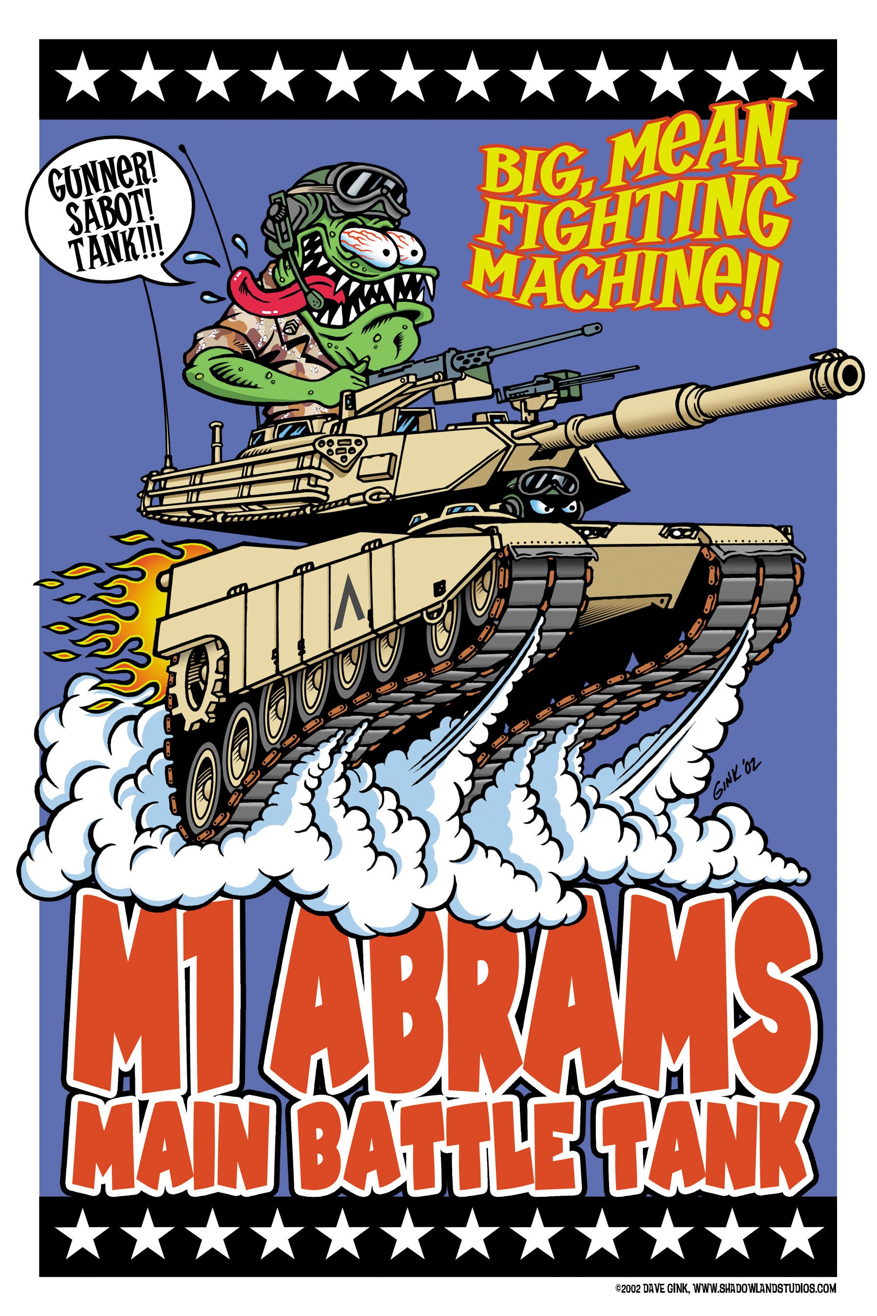 M1 Abrams Tank Poster - Rat Fink Hot Rod Style - Dave Gink