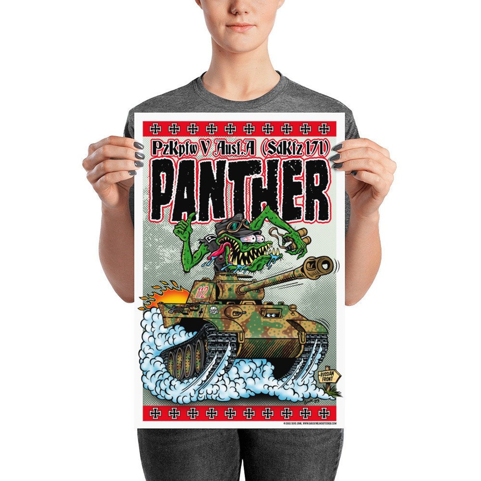 German WW2 Panther Tank Poster Rat Fink Hot Rod Style Dave | Etsy