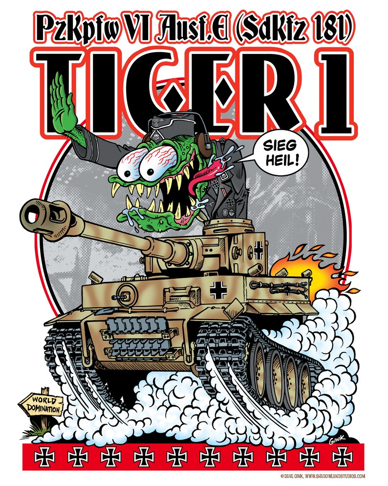 German WW2 Tiger Tank T-shirt Rat Fink Hot Rod Style Dave | Etsy