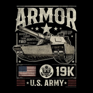 T-Shirt - M1 Tank - 19K ARMOR - Mehrere Größen und Farben - Unisex-Größen - © Dave Gink, Shadowland Studios