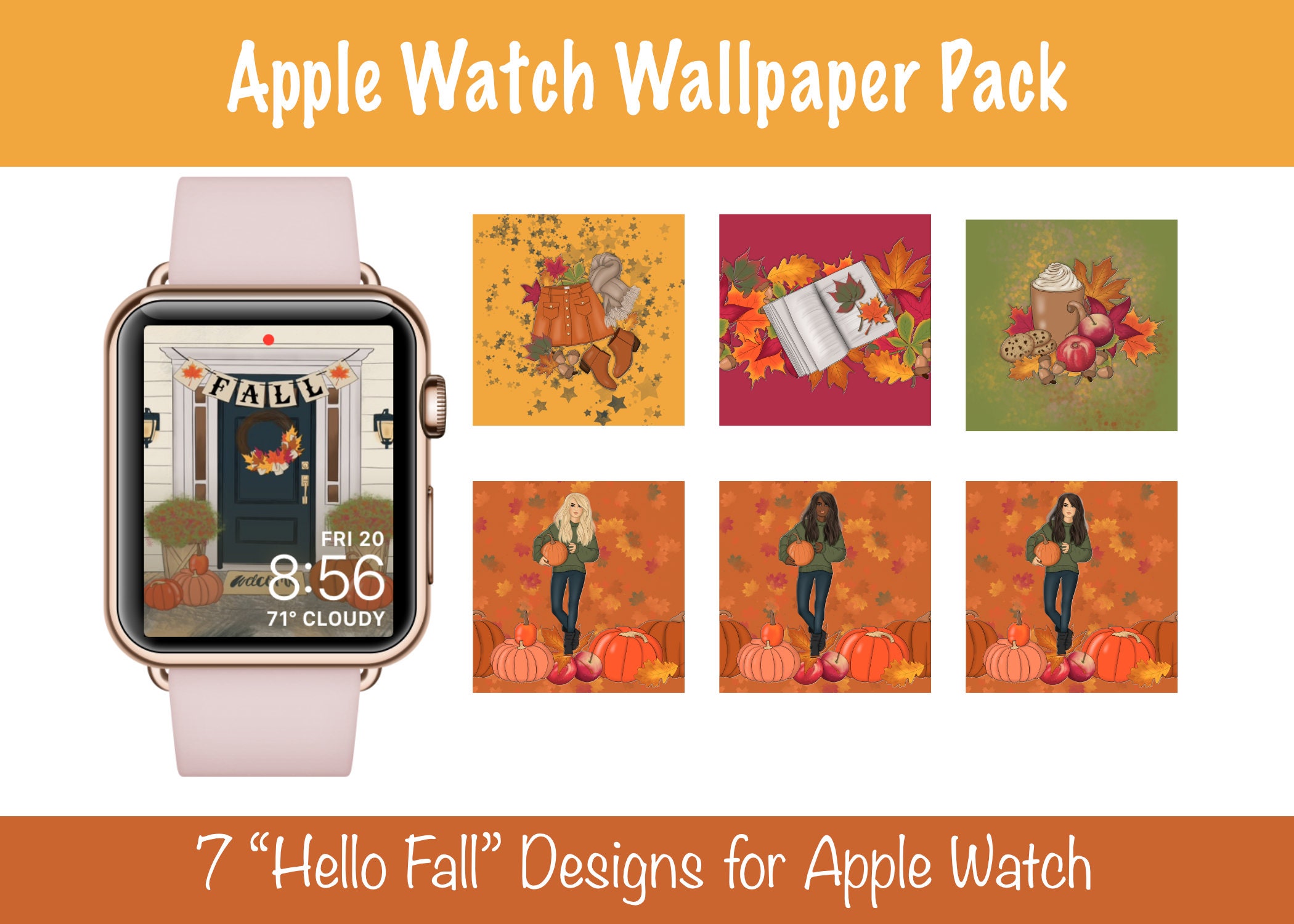 Hello Fall Apple Watch Wallpaper Apple Watch Face | Etsy