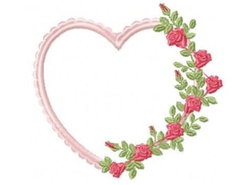 Heart with roses embroidery designs - Flower embroidery design machine embroidery pattern - Baby girl embroidery file Heart embroidery frame