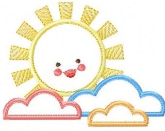 Sun with clouds embroidery design - Sun embroidery designs machine embroidery pattern - baby embroidery file - kid embroidery newborn design