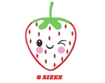 Strawberry Applique Embroidery Design – Fruit Machine Pattern (Digital Download)