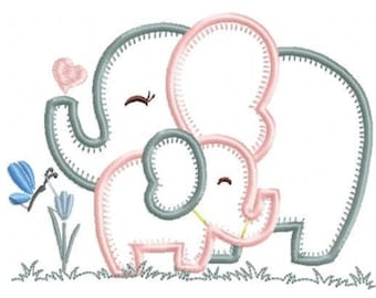 Elephant embroidery designs - Mother with baby embroidery design machine embroidery pattern - elephant applique design - instant download