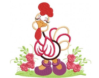 Chicken embroidery designs - Kitchen embroidery design machine embroidery pattern - Farm animal embroidery file - Chicken applique design