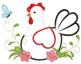 Chicken embroidery designs - hen embroidery design machine embroidery pattern - instant download - Kitchen embroidery file Chicken applique
