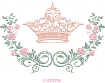 Crown embroidery designs - Laurel Wreath with Crown embroidery design machine embroidery pattern - newborn embroidery file crown design
