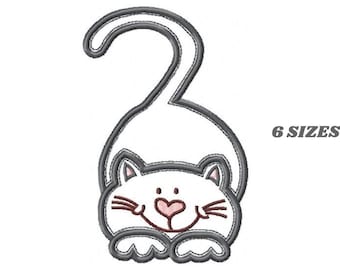 猫の刺繍デザイン - 子猫の刺繍デザイン、機械刺繍パターン - ペットの刺繍ファイル - 女の赤ちゃんの刺繍猫のアップリケデザイン