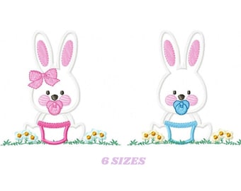 Bunny embroidery design - Rabbit embroidery designs machine embroidery pattern - baby embroidery file nurserry embroidery rabbit with grass