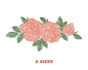 Roses embroidery designs - Flower embroidery design machine embroidery pattern - Rose embroidery file - Flowers for towels embroidery pes