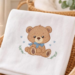 Teddy Bear Embroidery Design – Baby Boy Machine Pattern (Digital Download)
