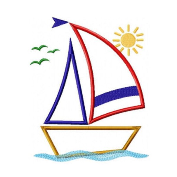 Boat embroidery designs - Sailboat embroidery design machine embroidery pattern - nautical file instant download - boat applique design boy