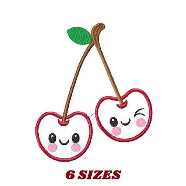 Cherry embroidery designs - Fruit embroidery design machine embroidery pattern - Kitchen embroidery file - Cherries applique design pes jef