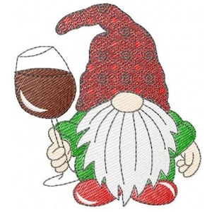 Wine Gnome embroidery designs -  Troll Elf with wine glass embroidery design machine embroidery pattern - instant digital download pes jef