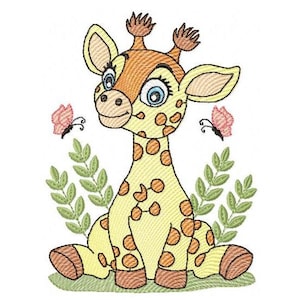 Giraffe embroidery designs - Safari animals embroidery design machine embroidery pattern - Baby girl embroidery file - Instant download pes