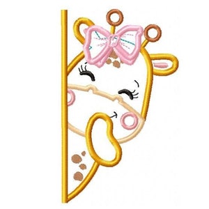 Giraffe Frau mit Spitze Stickmuster - Peek a boo Safari Tier Maschinenstickmuster - Giraffe Applikation - sofort Download