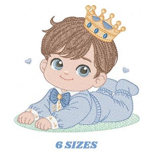 Prinsbroderimönster - Maskinbroderimönster för pojke med krona - Spädbarnsfil - Digital nedladdning direkt, pes jef dst hus