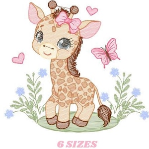 Giraffe embroidery designs - Safari animals embroidery design machine embroidery pattern - Baby girl embroidery file - instant download pes