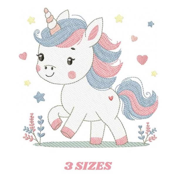 Unicorn embroidery designs - Baby Girl Pony machine embroidery pattern - Fairy tale magical fantasy file - Instant digital download pes jef