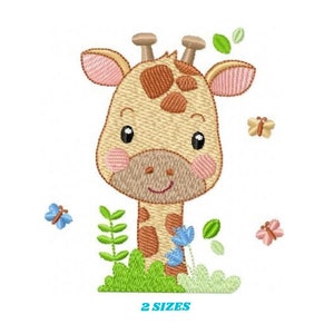 Giraffe embroidery design - Animal embroidery designs machine embroidery pattern - Baby boy embroidery file - Giraffe with butterflies pes