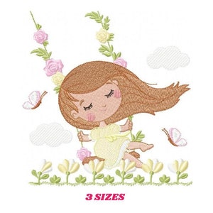 Fairy embroidery designs - Baby girl embroidery design machine embroidery pattern - Fantasy Pixie embroidery file - swing instant download