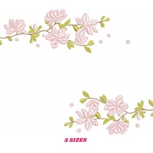 桜の刺繍デザイン - キッチン用ティータオルの機械刺繍パターンの花 - 花輪 - 即時ダウンロード pes jef dst