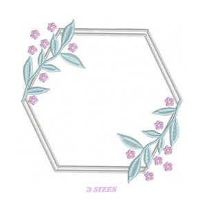Monogram Frame embroidery designs - Frame Hexagon Flower embroidery design machine embroidery pattern - Floral frame - instant download pes