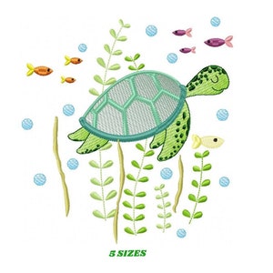 Turtle embroidery design - Ocean animal embroidery designs machine embroidery pattern - Baby boy embroidery - Sea fish embroidery download
