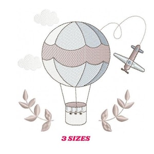Diseños de bordado de globos - Patrón de bordado de la máquina de diseño de bordado de globos aerostáticos - Archivo de bordado de nubes del cielo - descarga instantánea