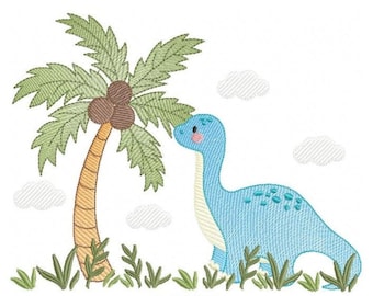 Wzory do haftu dinozaurów - Wzór do haftu maszynowego dinozaurów - Plik do haftu dla chłopca Plik cyfrowy projektu Brontosaurus