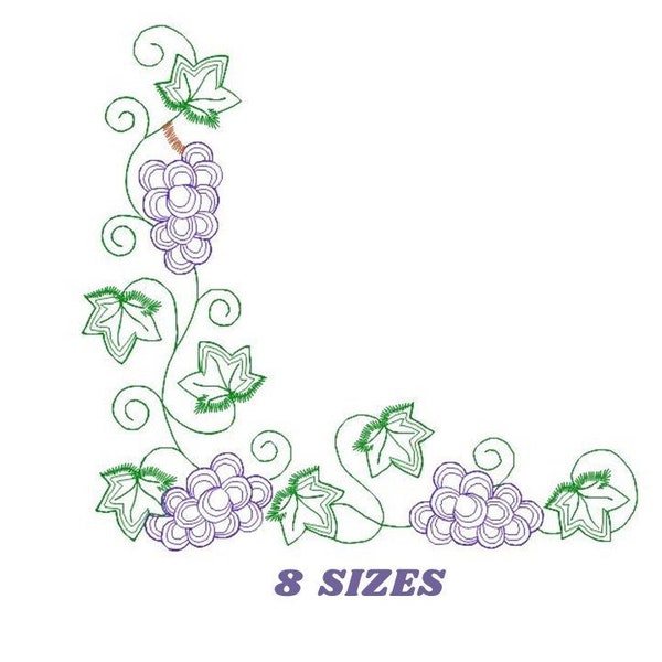 Grapes embroidery designs - Grape corner embroidery design machine embroidery pattern - Eucharist embroidery file - Religious Catholic pes
