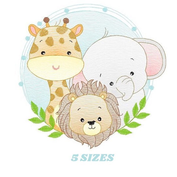 Safari embroidery designs - Animals embroidery design machine embroidery pattern - Giraffe embroidery file - lion embroidery elephant design