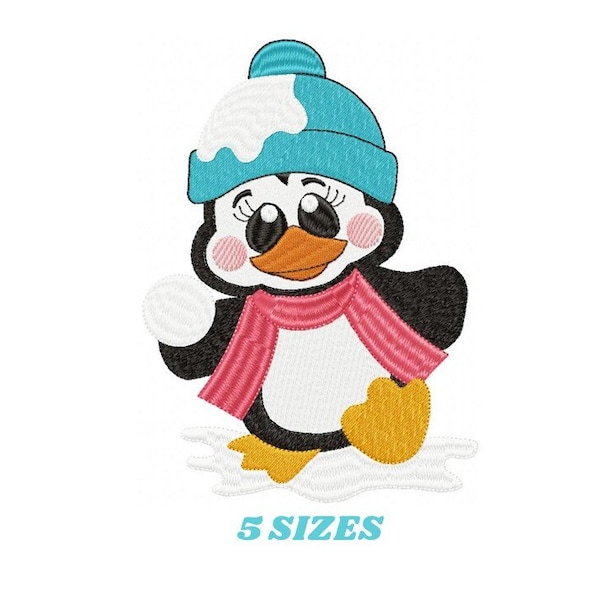 Pinguin Stickmuster - Tier Stickmotive Stickmuster - Baby Junge Stickdatei - Stickdatei - Stickdatei - Winter cold